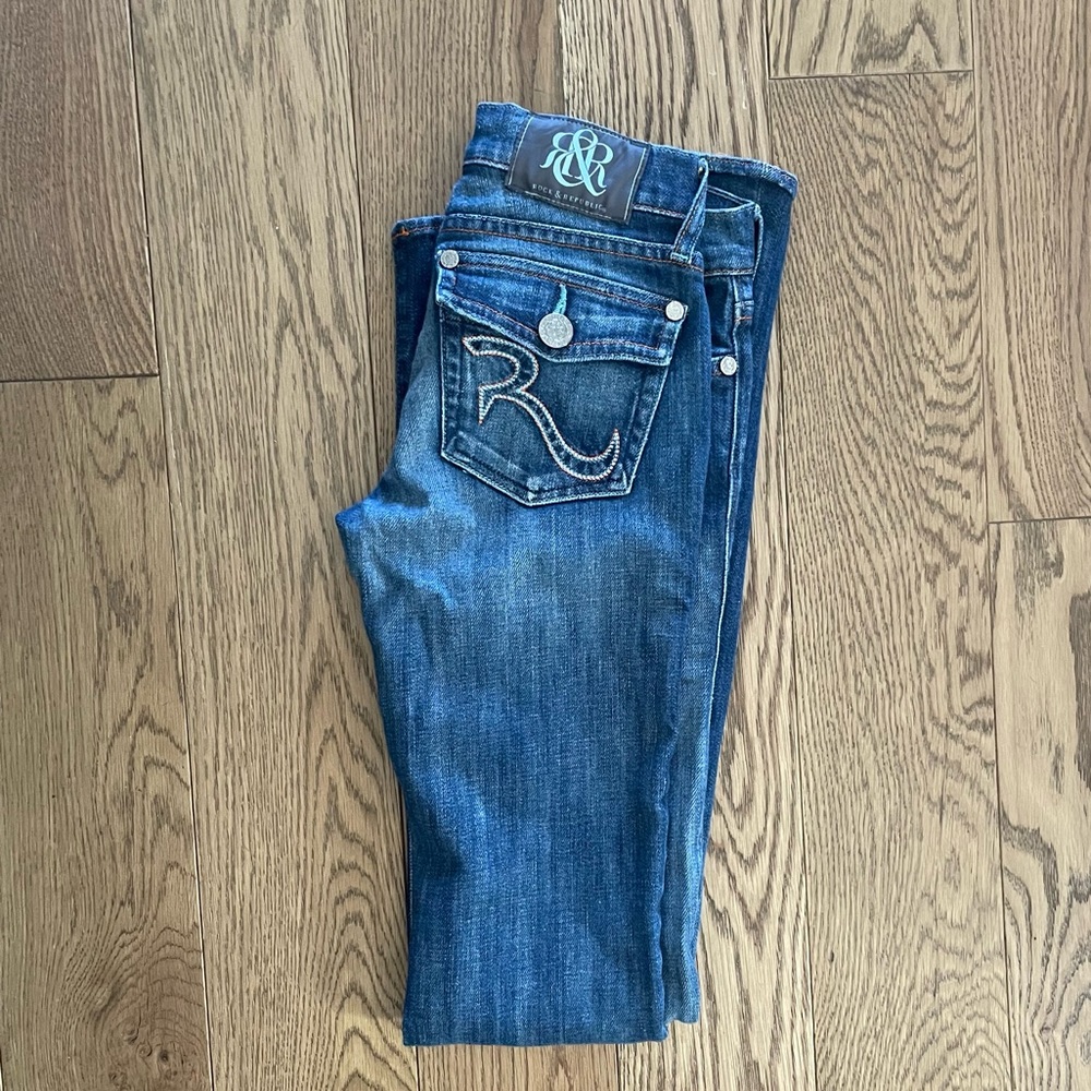 Rock & republic low rise flare jeans size 25 vintage y2k